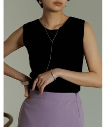 Re:EDIT | [飯豊まりえさん着用]エコヴェロリブニットノースリーブトップス(タンクトップ)