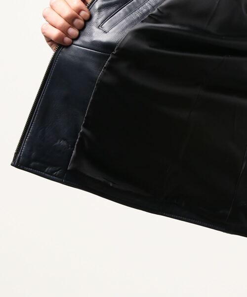 MONSIEUR NICOLE（ムッシュニコル）の「ライダースブルゾン（ライダースジャケット・メンズ・ネイビー/ブラック/チャコールグレー/ベージュ・MEDIUM/LARGE/X-LARGE）」の9枚目の写真