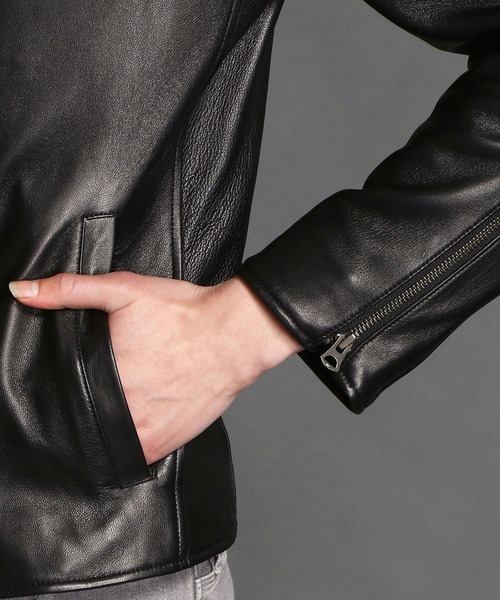 MONSIEUR NICOLE（ムッシュニコル）の「ライダースブルゾン（ライダースジャケット・メンズ・ネイビー/ブラック/チャコールグレー/ベージュ・MEDIUM/LARGE/X-LARGE）」の8枚目の写真