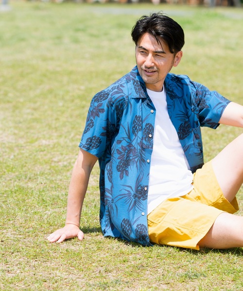 接触冷感 レーヨン オープンカラー（開襟）アロハシャツ（シャツ