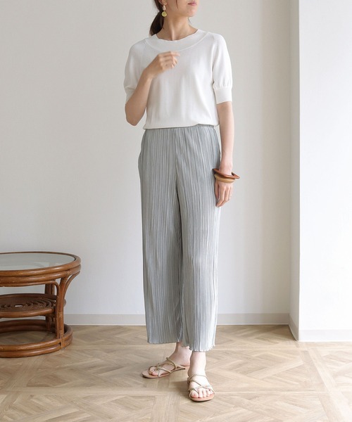 HER CLOSET(ハークローゼット)の「【HERCLOSET】前後2wayハーフスリーブニット(ニット/セーター・レディース・ホワイト/ブラック/グレイッシュベージュ/カーキ/ブルー・M)」の8枚目の写真