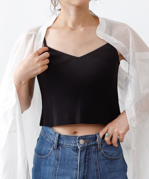 COLONY 2139(コロニートゥーワンスリーナイン)の「【UVカット】ランダムテレコ2WAY短丈キャミソール(ストラップ調整可能)(キャミソール・レディース・オフホワイト/ブラック/ブルー系その他・FREE)」の19枚目の写真