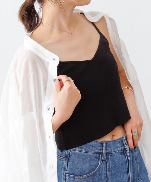 COLONY 2139(コロニートゥーワンスリーナイン)の「【UVカット】ランダムテレコ2WAY短丈キャミソール(ストラップ調整可能)(キャミソール・レディース・オフホワイト/ブラック/ブルー系その他・FREE)」の16枚目の写真