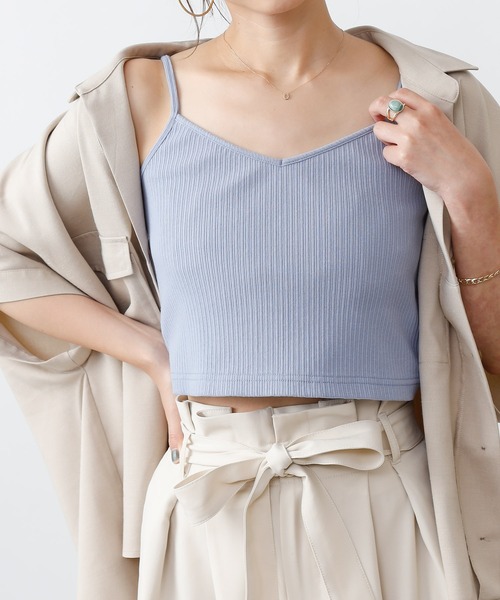 COLONY 2139(コロニートゥーワンスリーナイン)の「【UVカット】ランダムテレコ2WAY短丈キャミソール(ストラップ調整可能)(キャミソール・レディース・オフホワイト/ブラック/ブルー系その他・FREE)」の17枚目の写真