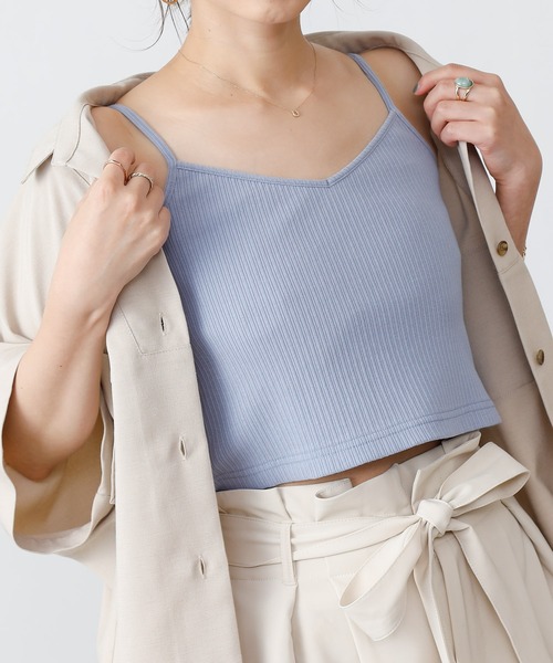 COLONY 2139(コロニートゥーワンスリーナイン)の「【UVカット】ランダムテレコ2WAY短丈キャミソール(ストラップ調整可能)(キャミソール・レディース・オフホワイト/ブラック/ブルー系その他・FREE)」の14枚目の写真