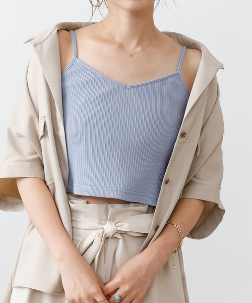 COLONY 2139(コロニートゥーワンスリーナイン)の「【UVカット】ランダムテレコ2WAY短丈キャミソール(ストラップ調整可能)(キャミソール・レディース・オフホワイト/ブラック/ブルー系その他・FREE)」の11枚目の写真