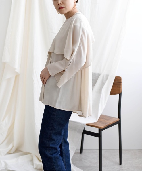 LHELBIE(レルビエ)の「ケープボレロブラウス(シャツ/ブラウス・レディース・ブラック/ピンク/アイボリー・M)」の6枚目の写真