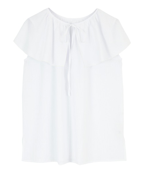 titivate(ティティベイト)の「フリルカラーノースリーブトップス(シャツ/ブラウス・レディース・オフホワイト/ピンク/イエロー/ブラック・S/M)」の18枚目の写真