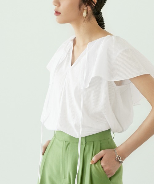 titivate(ティティベイト)の「フリルカラーノースリーブトップス(シャツ/ブラウス・レディース・オフホワイト/ピンク/イエロー/ブラック・S/M)」の21枚目の写真