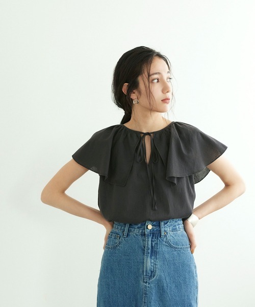 titivate(ティティベイト)の「フリルカラーノースリーブトップス(シャツ/ブラウス・レディース・オフホワイト/ピンク/イエロー/ブラック・S/M)」の19枚目の写真