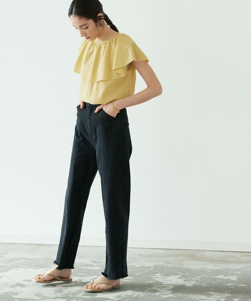 titivate(ティティベイト)の「フリルカラーノースリーブトップス(シャツ/ブラウス・レディース・オフホワイト/ピンク/イエロー/ブラック・S/M)」の8枚目の写真