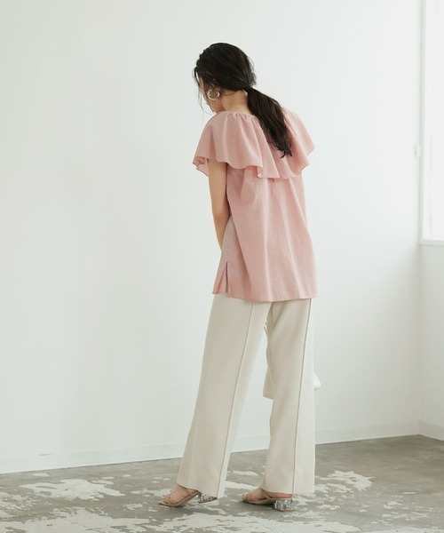 titivate(ティティベイト)の「フリルカラーノースリーブトップス(シャツ/ブラウス・レディース・オフホワイト/ピンク/イエロー/ブラック・S/M)」の13枚目の写真