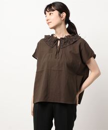 Samansa Mos2 | 衿レースブラウス(シャツ/ブラウス)