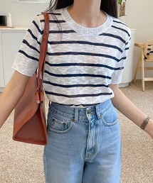 【数量限定販売】リネンライクシースルーボーダーニット