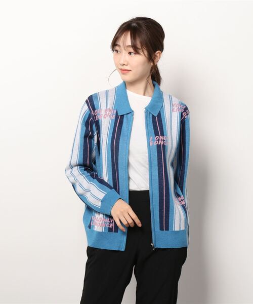 atmos pink(アトモスピンク)の「atmos pink フロントファスナー柄 カーデ(カーディガン/ボレロ・レディース・グリーン/ブラウン/ブルー・FREE)」の4枚目の写真