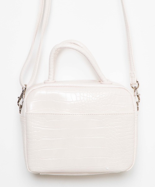 WEGO（ウィゴー）の「WEGO/スクエアボストンショルダーバッグ（ショルダーバッグ・レディース・ライム/オフホワイト/ブラック/ライトブラウン・FREE）」の7枚目の写真