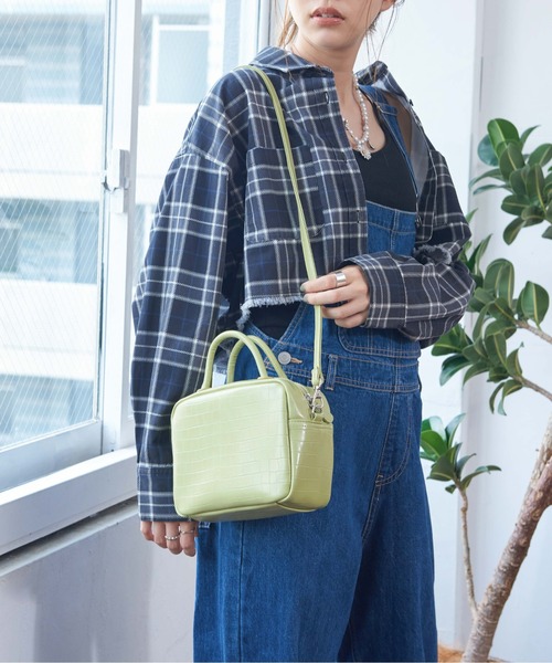 WEGO（ウィゴー）の「WEGO/スクエアボストンショルダーバッグ（ショルダーバッグ・レディース・ライム/オフホワイト/ブラック/ライトブラウン・FREE）」の21枚目の写真