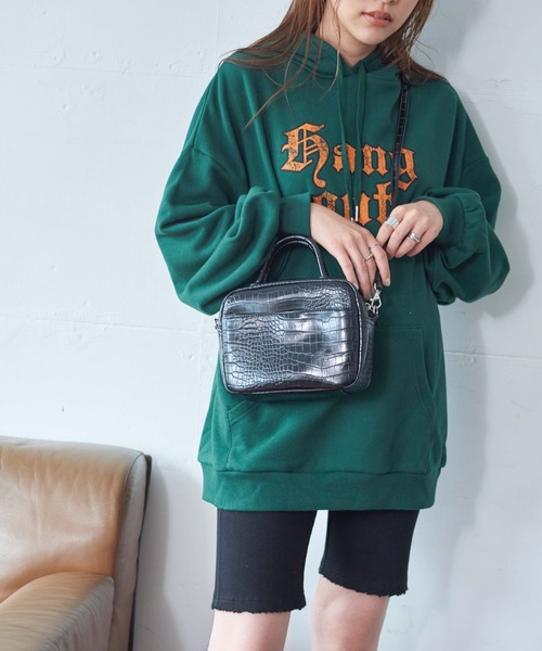 WEGO（ウィゴー）の「WEGO/スクエアボストンショルダーバッグ（ショルダーバッグ・レディース・ライム/オフホワイト/ブラック/ライトブラウン・FREE）」の6枚目の写真