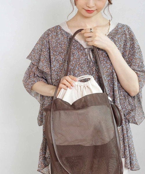 Crisp（クリスプ）の「メッシュトートバッグ（トートバッグ・レディース・ブラック/ブラウン/アイボリー・FREE）」の16枚目の写真