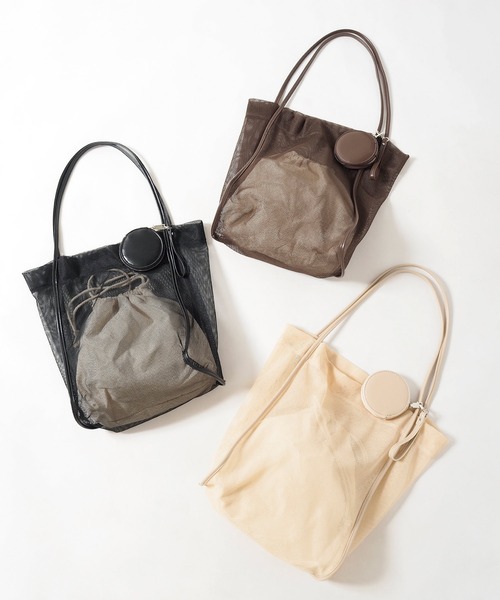 Crisp（クリスプ）の「メッシュトートバッグ（トートバッグ・レディース・ブラック/ブラウン/アイボリー・FREE）」の22枚目の写真