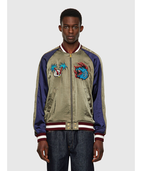 DIESEL（ディーゼル）の「メンズ ジャケット スタジャン スタジアムジャンバー ボンバージャケット（スタジャン・メンズ・カーキ・MEDIUM/X-LARGE/LARGE/SMALL）」の8枚目の写真