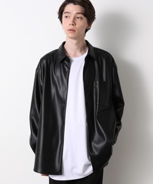 JUNRED | フェイクレザーBIGシャツ(シャツ/ブラウス)