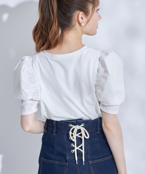 tocco closet(トッコ クローゼット)の「【限定】パワーショルダーカットプルオーバー(Tシャツ/カットソー・レディース・オフホワイト/ブラック・M)」の18枚目の写真