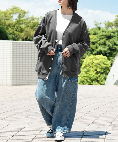 PairPair（ペアペア）の「ボーイフレンドカーディガン（ユニセックス）（カーディガン/ボレロ・メンズ・マスタード/オートミール/スミクロ/グレイッシュブルー・FREE）」の5枚目の写真