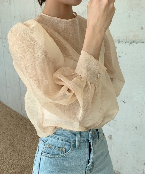 MANGROVE（マングローブ）の「シアーシフォンパフブラウス（シャツ/ブラウス・レディース・ブラック/アイボリー・FREE）」の9枚目の写真