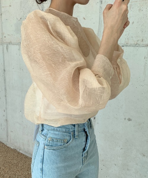 MANGROVE（マングローブ）の「シアーシフォンパフブラウス（シャツ/ブラウス・レディース・ブラック/アイボリー・FREE）」の3枚目の写真