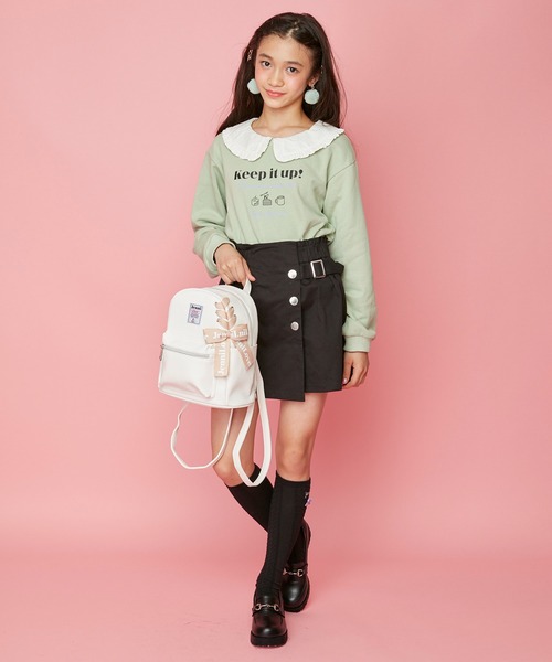 JENNI love(ジェニィラブ)の「サイドレースアップミニリュック(バックパック/リュック・キッズ・ピンク/ブラック/オフホワイト・F)」の4枚目の写真