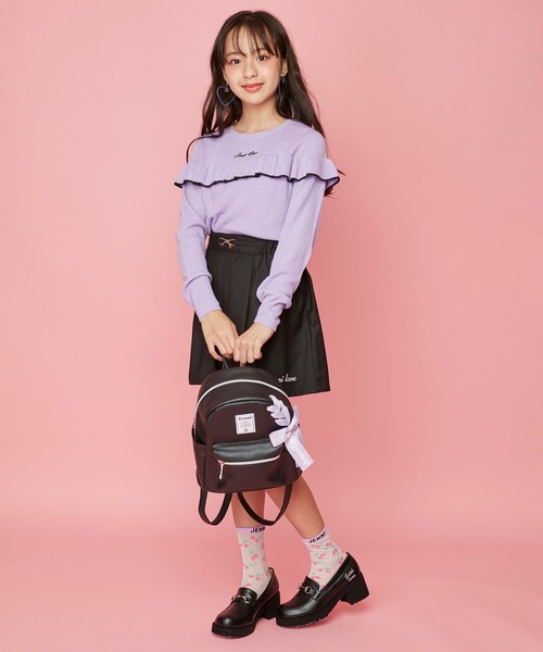 JENNI love(ジェニィラブ)の「サイドレースアップミニリュック(バックパック/リュック・キッズ・ピンク/ブラック/オフホワイト・F)」の6枚目の写真