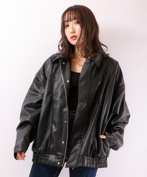PU レザー ボンバージャケット