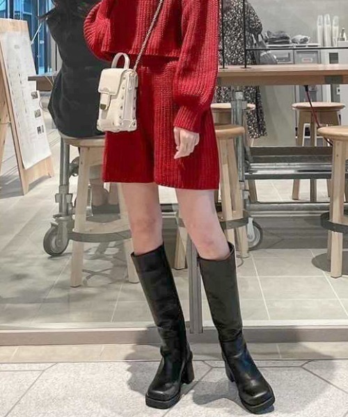 EPIMI E'PIMMY（エピミエピミー）の「《Set upにも》シンプルニットショーパン（その他パンツ・レディース・ブラック/グレー/オフホワイト/ワイン・MEDIUM）」の4枚目の写真