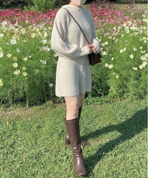 EPIMI E'PIMMY（エピミエピミー）の「《Set upにも》シンプルニットショーパン（その他パンツ・レディース・ブラック/グレー/オフホワイト/ワイン・MEDIUM）」の5枚目の写真