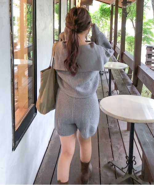 EPIMI E'PIMMY（エピミエピミー）の「《Set upにも》シンプルニットショーパン（その他パンツ・レディース・ブラック/グレー/オフホワイト/ワイン・MEDIUM）」の20枚目の写真