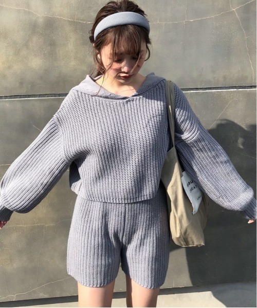 EPIMI E'PIMMY（エピミエピミー）の「《Set upにも》シンプルニットショーパン（その他パンツ・レディース・ブラック/グレー/オフホワイト/ワイン・MEDIUM）」の18枚目の写真