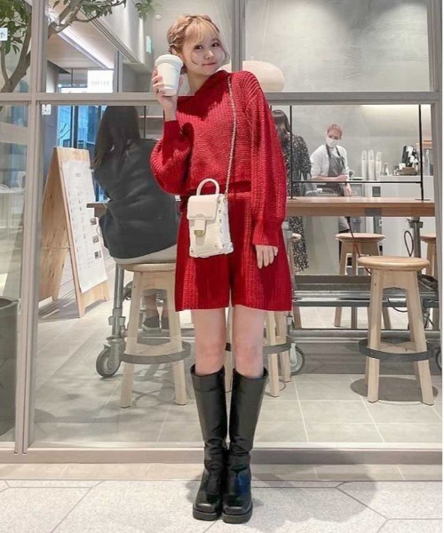 EPIMI E'PIMMY（エピミエピミー）の「《Set upにも》シンプルニットショーパン（その他パンツ・レディース・ブラック/グレー/オフホワイト/ワイン・MEDIUM）」の22枚目の写真