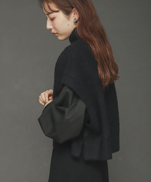 SENSE OF PLACE by URBAN RESEARCH（センスオブプレイスバイアーバンリサーチ）の「ストレッチアルパカケーブルショートベスト（ベスト・レディース・ライトブルー/ブラック/アイボリー・ONE）」の14枚目の写真