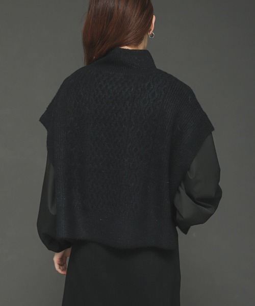 SENSE OF PLACE by URBAN RESEARCH（センスオブプレイスバイアーバンリサーチ）の「ストレッチアルパカケーブルショートベスト（ベスト・レディース・ライトブルー/ブラック/アイボリー・ONE）」の10枚目の写真