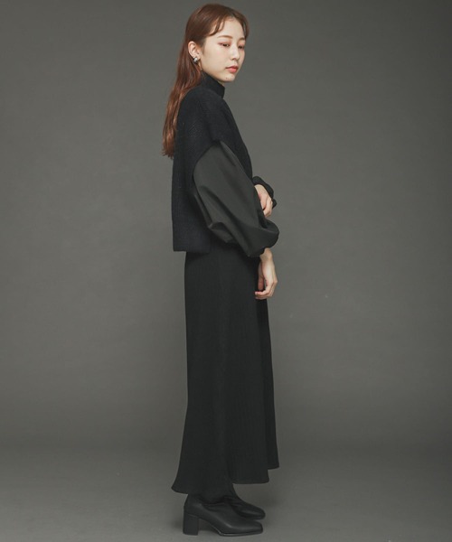 SENSE OF PLACE by URBAN RESEARCH（センスオブプレイスバイアーバンリサーチ）の「ストレッチアルパカケーブルショートベスト（ベスト・レディース・ライトブルー/ブラック/アイボリー・ONE）」の6枚目の写真