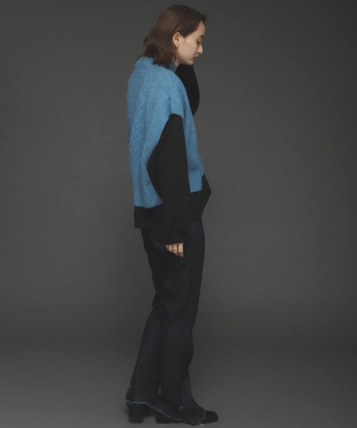 SENSE OF PLACE by URBAN RESEARCH（センスオブプレイスバイアーバンリサーチ）の「ストレッチアルパカケーブルショートベスト（ベスト・レディース・ライトブルー/ブラック/アイボリー・ONE）」の12枚目の写真