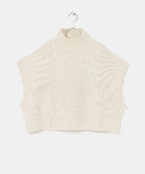 SENSE OF PLACE by URBAN RESEARCH（センスオブプレイスバイアーバンリサーチ）の「ストレッチアルパカケーブルショートベスト（ベスト・レディース・ライトブルー/ブラック/アイボリー・ONE）」の8枚目の写真