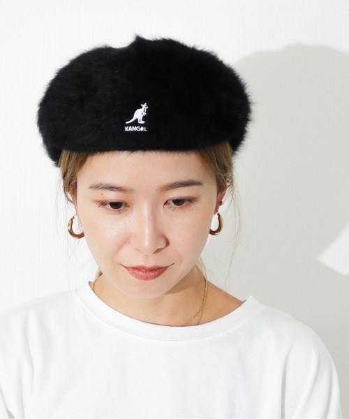 ☆美品 カンゴール KANGOL 刺繍ロゴ アンゴラ ファー バケットハット