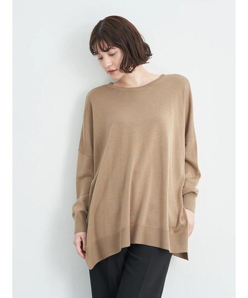 YECCA VECCA（イェッカヴェッカ）の「2wayサイドスリットロングニット＊（ニット/セーター・レディース・チャコールグレー/ダークグリーン/杢グレー/ベージュ・FREE）」の6枚目の写真