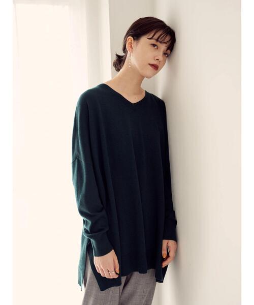 YECCA VECCA（イェッカヴェッカ）の「2wayサイドスリットロングニット＊（ニット/セーター・レディース・チャコールグレー/ダークグリーン/杢グレー/ベージュ・FREE）」の9枚目の写真