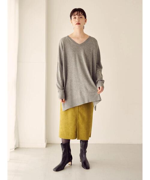 YECCA VECCA（イェッカヴェッカ）の「2wayサイドスリットロングニット＊（ニット/セーター・レディース・チャコールグレー/ダークグリーン/杢グレー/ベージュ・FREE）」の21枚目の写真