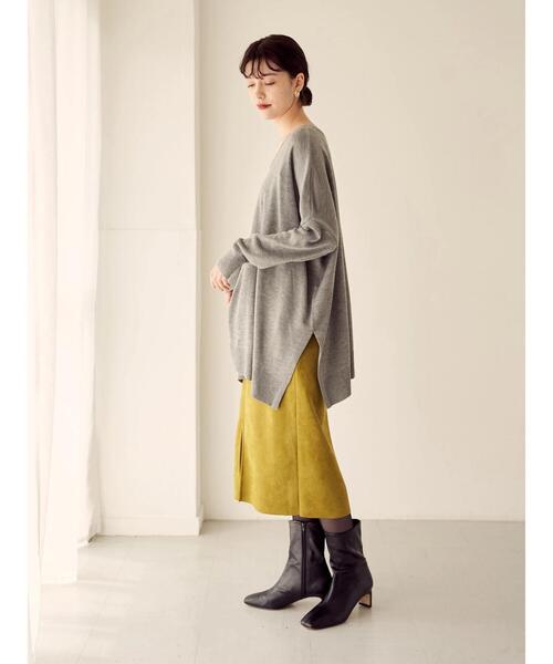 YECCA VECCA（イェッカヴェッカ）の「2wayサイドスリットロングニット＊（ニット/セーター・レディース・チャコールグレー/ダークグリーン/杢グレー/ベージュ・FREE）」の22枚目の写真