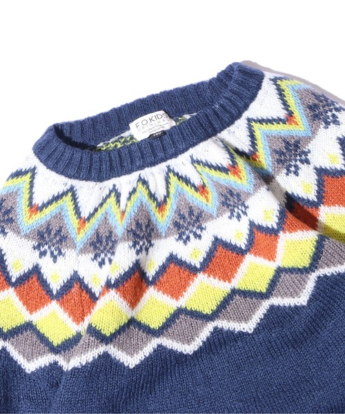 F.O.KIDS（エフオーキッズ）の「F.O.KIDS/エフオーキッズ フェアアイルニット 柄 アメカジ（ニット/セーター・キッズ・ベージュ/ネイビー/ブラウン/アイボリー・130/140）」の5枚目の写真