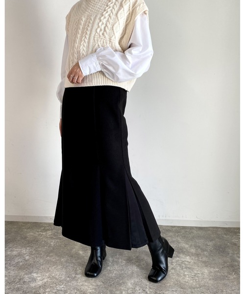 MLI'A（エムリア）の「切替フェイクウールマーメイド／サテンスカート（スカート・レディース・ブラック/ブラウン系その他2/ブラック系/グリーン/レンガ/ライトベージュ・FREE）」の19枚目の写真